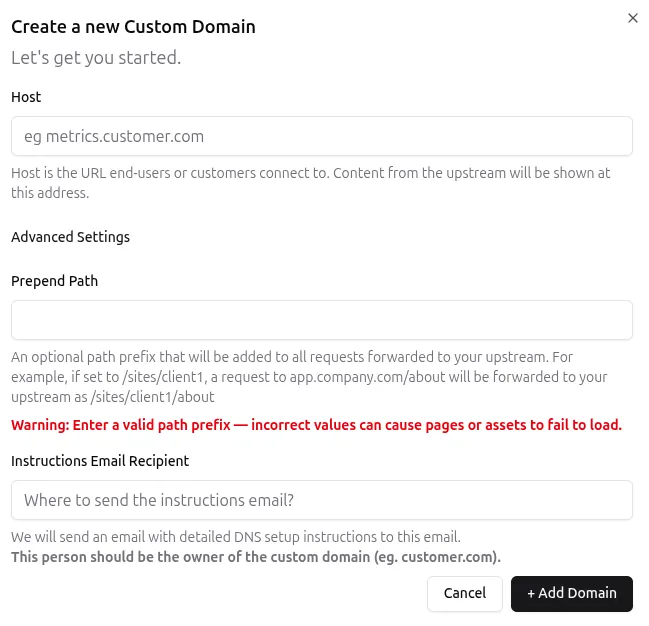 Create Domain Modal