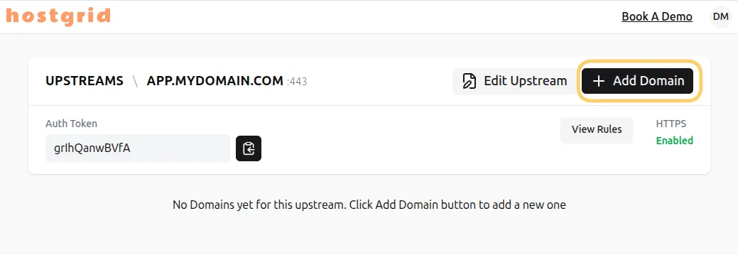 Add Domain Button