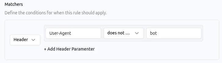 Header Matcher – does not contain