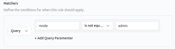 Query Matcher – is not equal to