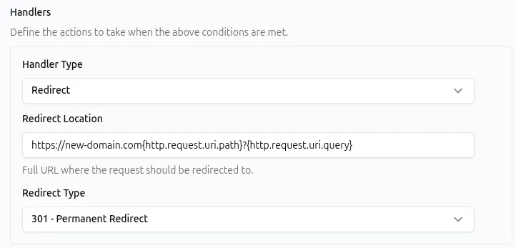 Redirect Handler Domain UI