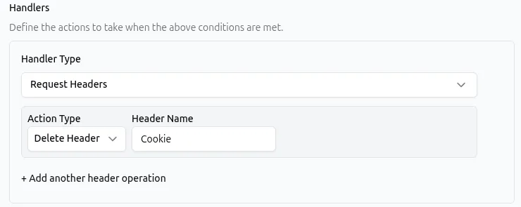 Request Headers Delete UI