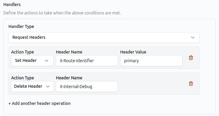Request Headers Multiple Operations UI