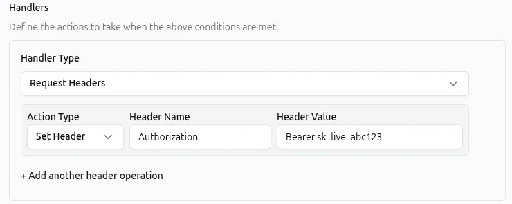 Request Headers Set UI