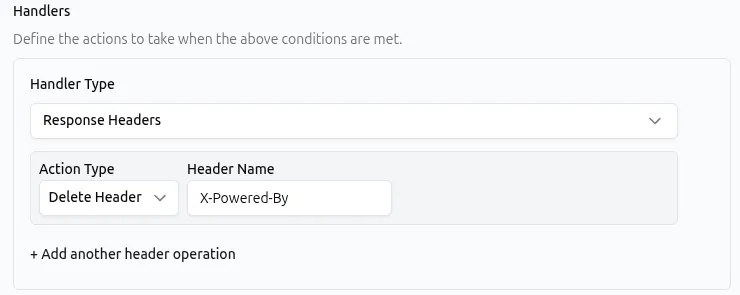 Response Headers Delete UI