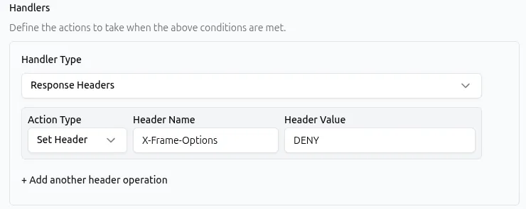 Response Headers Set UI