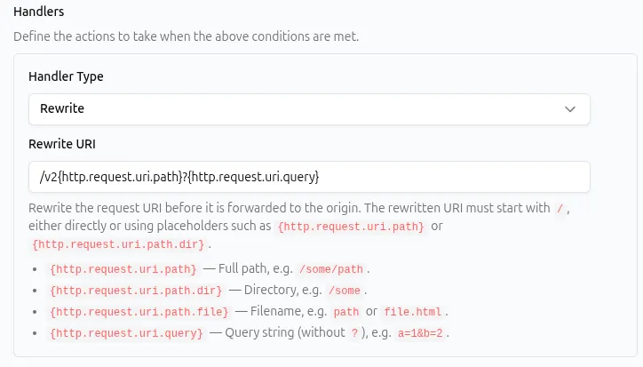 Rewrite Handler Version Prefix UI